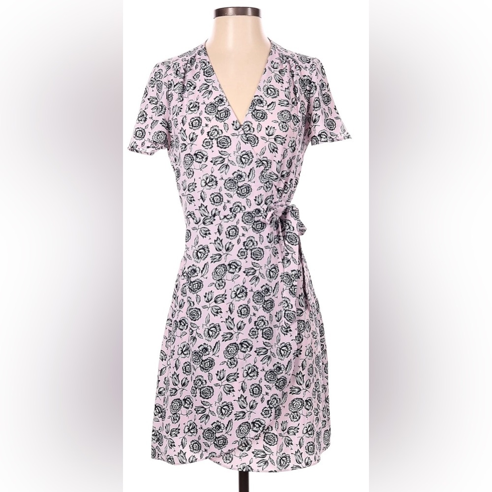JCrew Light Pink Floral Wrap Dress